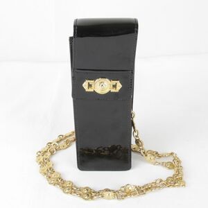 "used" Gianni Versace Enamel Chain Pouch Women's Shoulder Bag Mini Bag Black